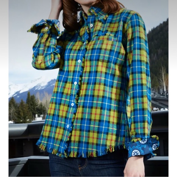 Dizzy Lizzie Tops - Dizzy Lizzie plaid Blue and Yellow Plaid Button-Up Shirt Cape Cod tunic